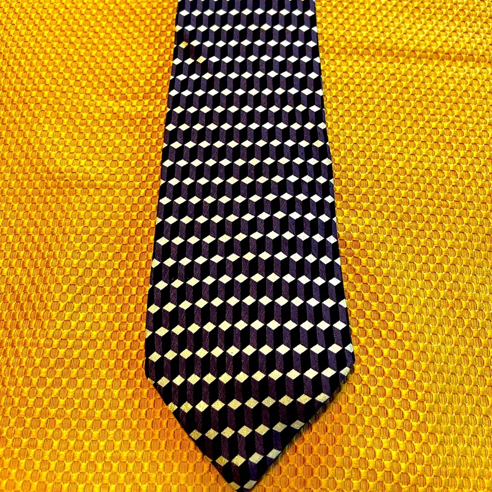 Vintage Michael Jacobs purple/black/white 100% Silk Tie